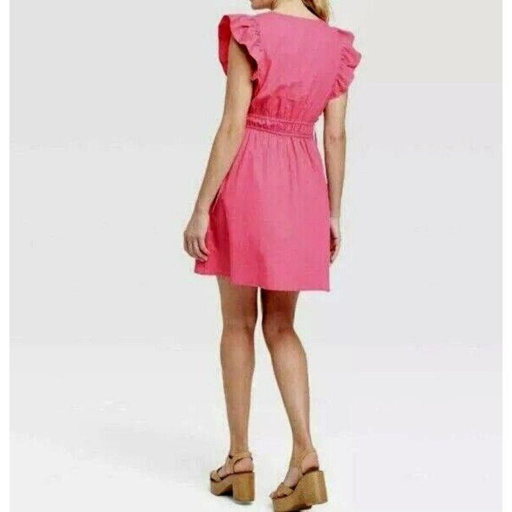 Universal Thread Pink Ruffle Sleeve Mini Dress - Picture 2 of 6